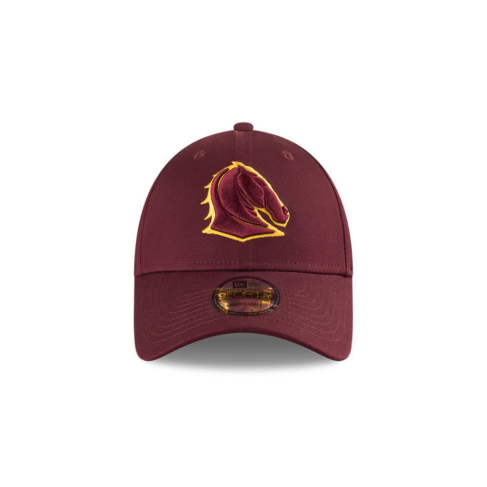 Brisbane Broncos Hat - 2025 NRL Badged Maroon OTC 9Forty Strapback Cap - New Era